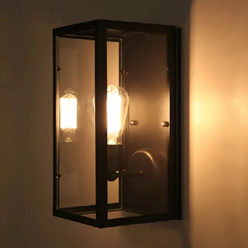 HAWBOIRRY American Simple Retro Transparent Glass Shade Indoor Lighting Home Kitchen Living Room Office Bar KTV Cafe Wall Light