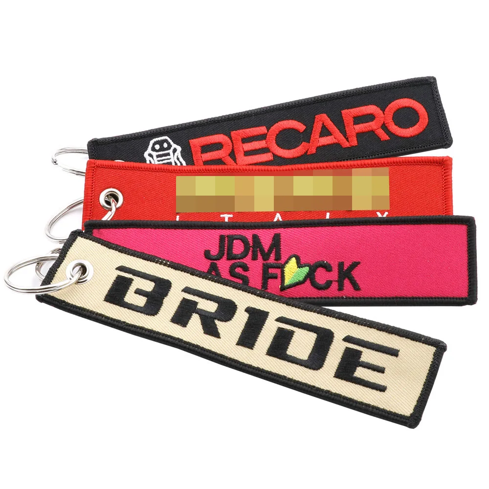 

JDM Motorcycle Cars Keychain Embroidery Real Men Like Curves Auto Keyring Key Fobs OEM Jewelry for recaro bride