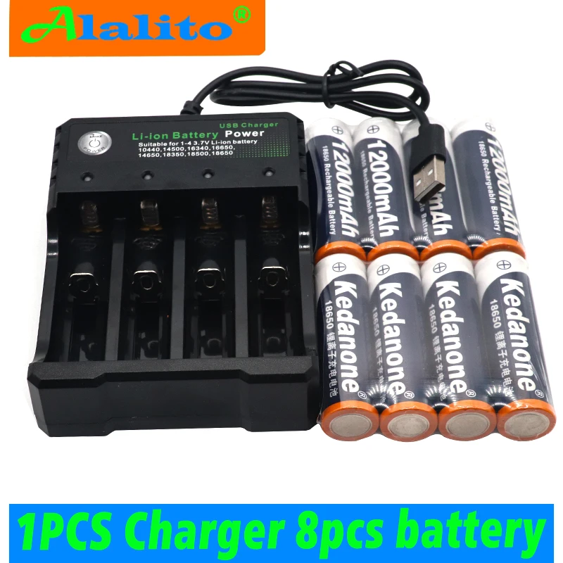 Новинка 18650 Батарея 3,7 V 12000mAh перезаряжаемая батарея liion для светодиодного фонарика батарея 18650 батарея оптом+ USB зарядное устройство