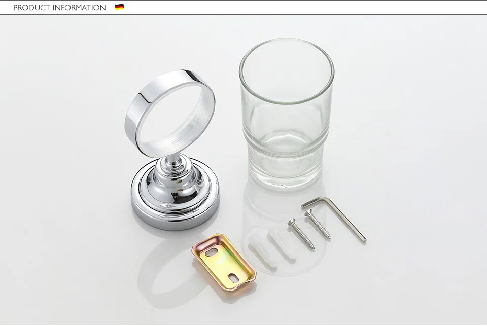 LEDEME чашки и стакан держатели Chrome Аксессуары для ванной комнаты настенный одного держатель стаканов с Стекло Зубная щётка чашки L1406