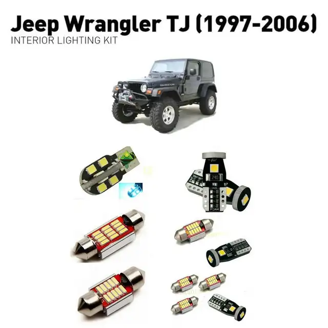 Us 17 32 30 Off Led Interior Lights For Jeep Wrangler Tj 1997 2006 6pc Led Lights For Cars Lighting Kit Automotive Bulbs Canbus In Car Light