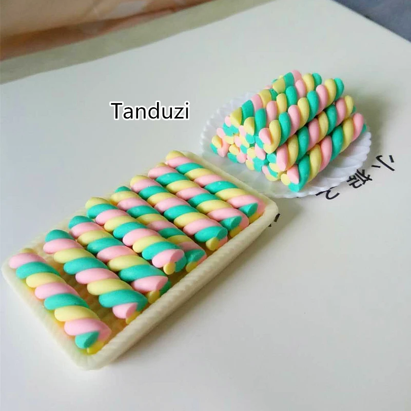 

Tanduzi 20PCS Cute Handmade Clay Cotton Candy Polymer Clay Marshmellows Miniature Food Sweets Decoden Parts Fimo Crafts
