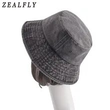 Осенне-зимние новые винтажные джинсовые шапки-ведра, одноцветные хлопковые мужские и женские уличные повседневные плоские шапки