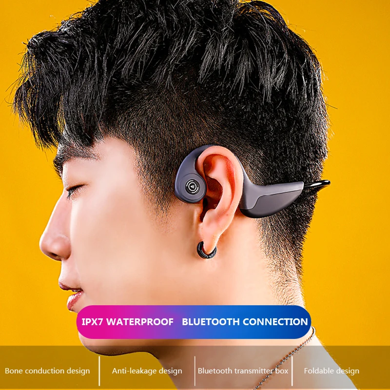 

Bone Conduction Bluetooth Headset Game Headset Subwoofer Sports Wireless Running Headset Headset Blue Mini Version Ipx6