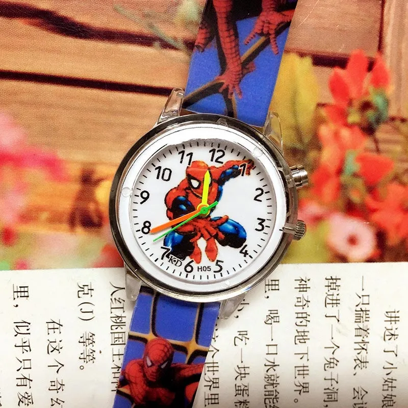 spiderman-Deep blue Детские часы с человеком-пауком, электронный красочный светильник, детские часы для мальчиков на день рождения, подарок для детей, наручные часы - Цвет: spiderman-Deep blue