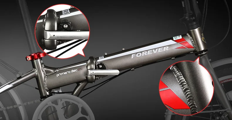 Best FOREVER Folding Bicycle with Rack Aluminium Alloy Folding Bike Frame 7 Speed Positioning Foldable Bicycle 52T Crankset 20 in 17