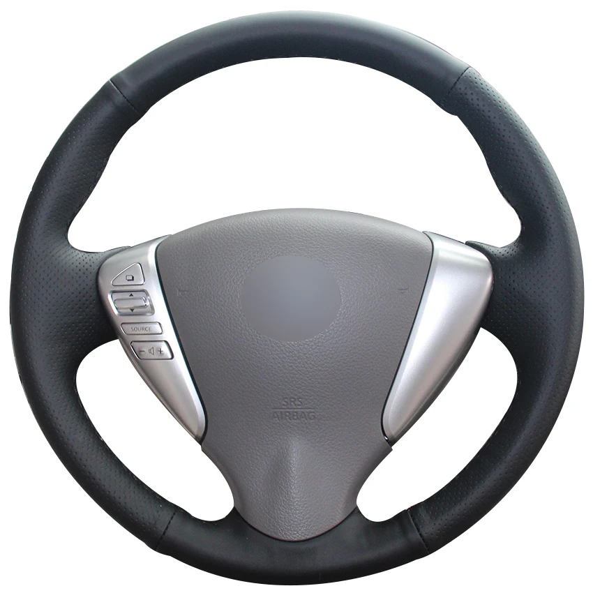 Черная синтетическая кожа для Nissan Tiida Sylphy Sentra Versa Note 2014 2017|car steering wheel cover|steering coverwheel