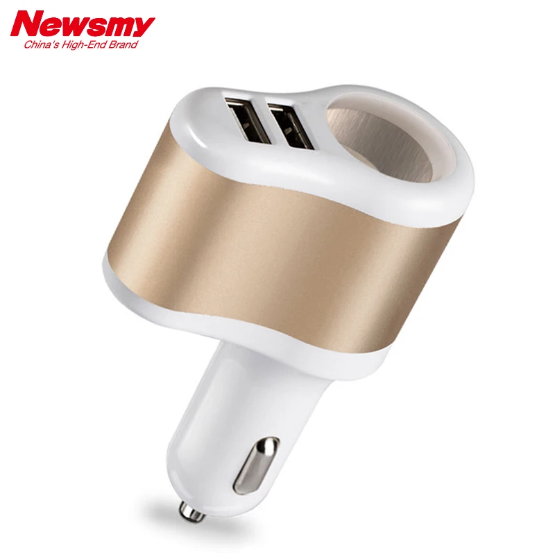 NEWMINE YC01 Cigarette lighter Dual USB Car Charger Adapter Metal