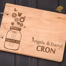 Индивидуальные имена стеклянная банка с завинчивающейся крышкой любовь Свадебная Гостевая альбом гравировкой деревянные гостевые Приём вечерние украшения