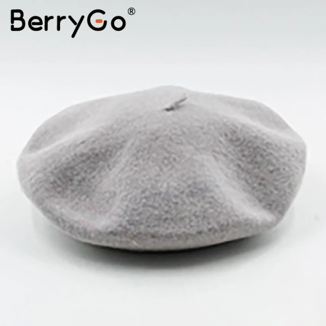 BerryGo, зимний шерстяной женский берет шапка Кепка, Повседневная Уличная одежда, Черный берет, кепка, элегантный теплый осенний женский Французский Берет, шапочка - Цвет: Color7