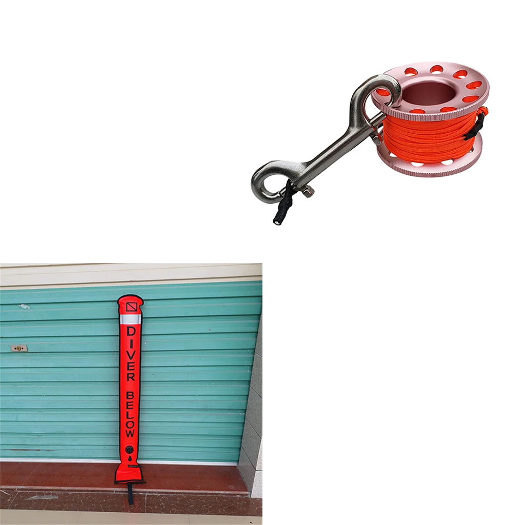 Scuba Diving SMB Surface Marker Buoy Signal Tube With Dive Reel Spool Dive Buoy Underwater Dive Gear Equipment Snorkeling Diver