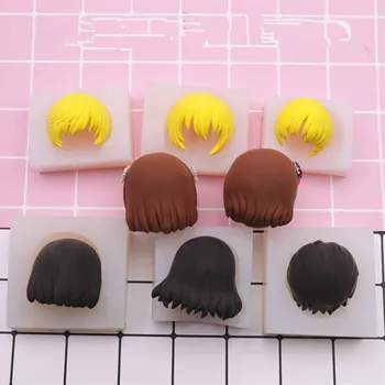

Ultra light clay Q version clay clay short hair mold / silicone mold / Flip sugar soft doll / short hair silicone