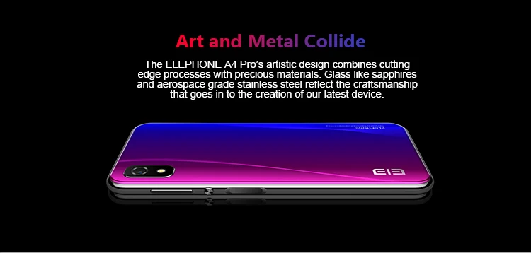 ELEPHONE A4 PRO 4GB RAM 64GB ROM MTK6763 2.0GHz Octa Core 5.85 Inch HD+ Full Screen Side Fingerprint Android 8.1 4G LTE Smartphone