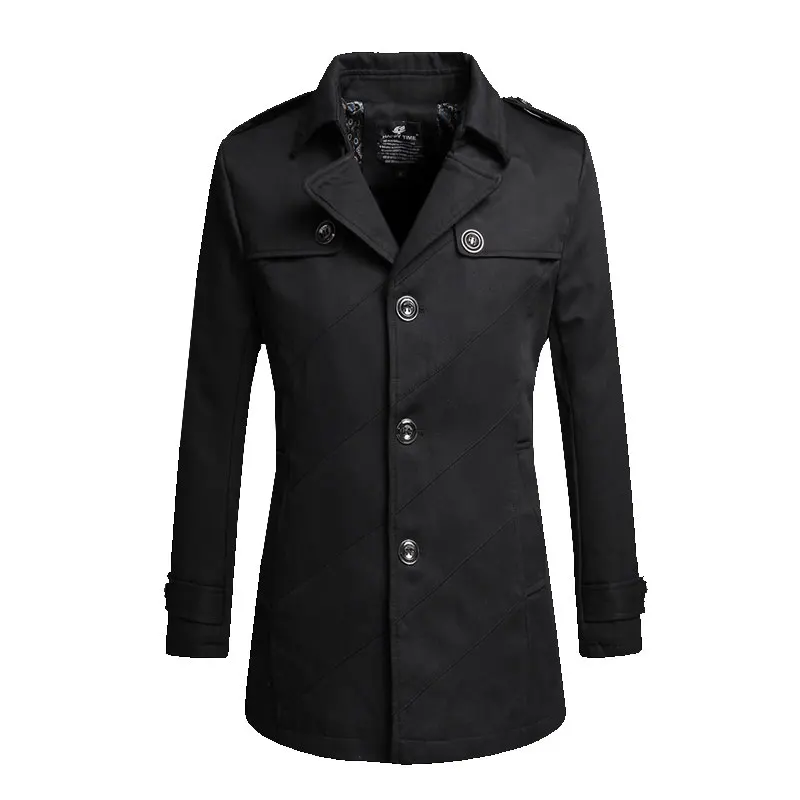 Ветровки для мужчин Деловая куртка мужское длинное пальто Модные Повседневные windrunner ветрозащитные высокого качества большие размеры жизнь - Цвет: Black