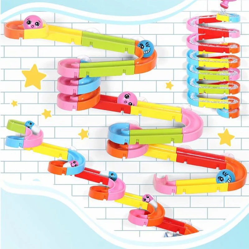 

Baby Bath Toys Suction Cup Marble Race Orbits Track Kids Bathroom Bathtub Play Water Toy Shower Games Swimming Pool Tools