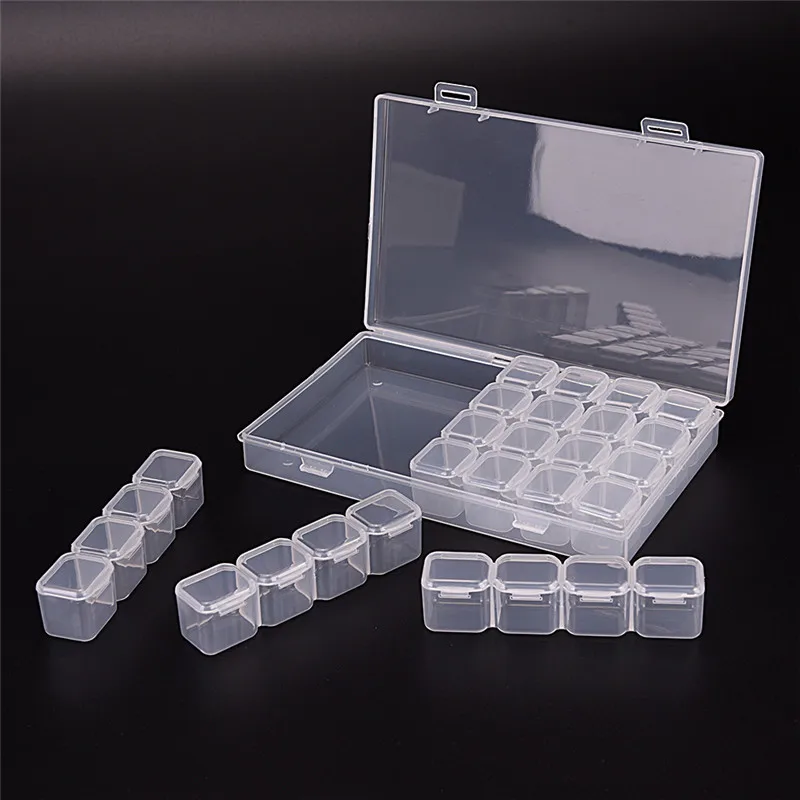 Cheap Chance of  28Cases Nail Art Storage Case Glitter Gems Decoration Box Empty Cosmetic Jar Pots Container Refilla