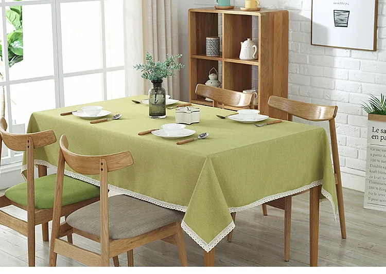 Solid Color Decorative Tablecloth Imitation Linen Lace Table Cloth Dining Table Cover Home Decoration