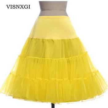 

14 Colors Ball Gown Skirts Rockabilly Petticoat Women Underskirt Skater Crinoline Fluffy For Wedding Knee Length Pettiskirt D033