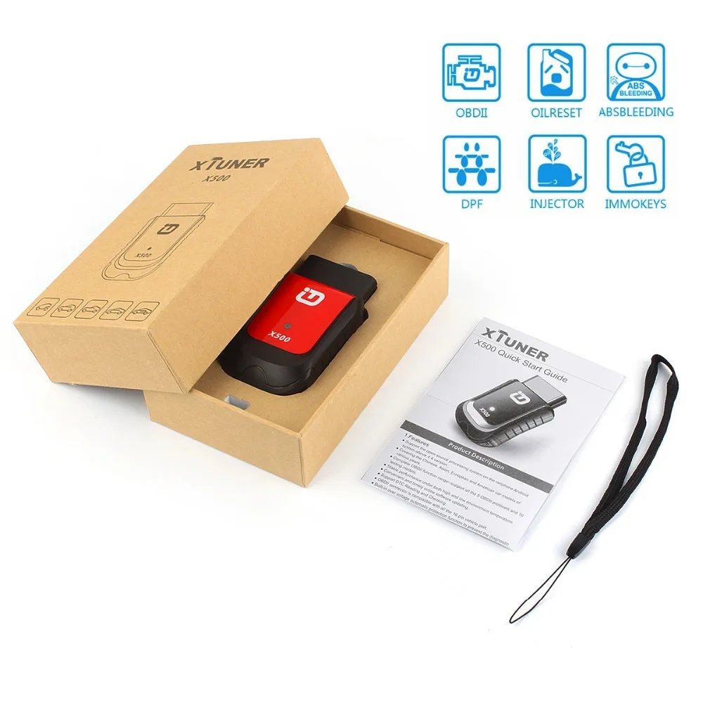 Новые Xtuner X500 OBDII диагностики автомобилей OBD2 Bluetooth адаптер ABS Батарея EPB DPF сброса