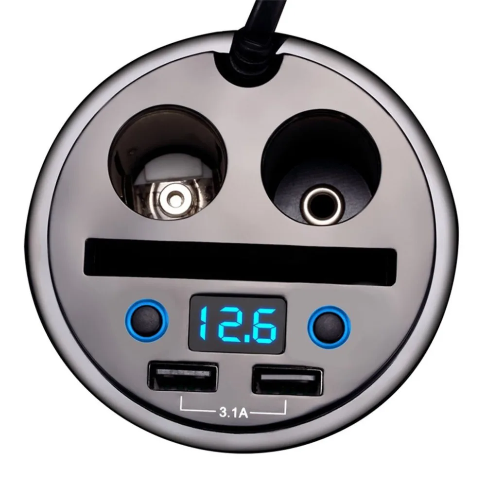 HSC 12-24V 100W+40W Car Cigarette Lighter Socket Splitter Hub Power Adapter 4 in 1 Dual USB Charger Volt Meter Drop Shipping
