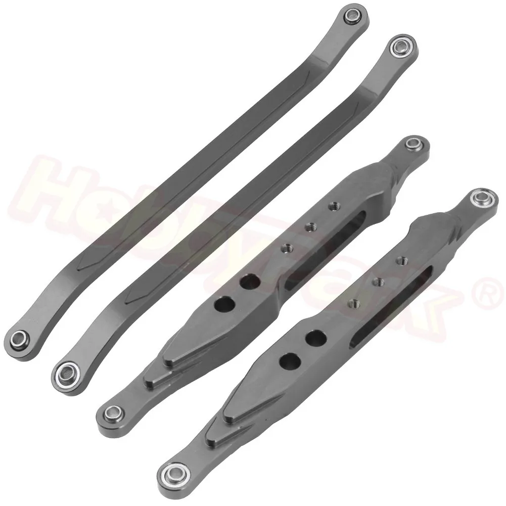 Aluminum Rear Upper&Lower Linkage Set For VRX Racing 1/10 Trophy Truck RH1043 RH1045 RH1043SC OCTANE XL EBL EBD Upgrade Parts - Color: Grey 7379