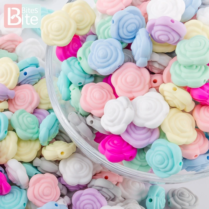 

Bite Bites 50pc Silicone Beads Flower Food Grade Silicone Bead Teething Pendant For Pacifier BPA Free Baby Products Baby Teether
