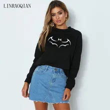 Модная футболка с длинным рукавом с Бэтменом женская футболка Осенняя хлопковая черная белая футболка женская футболка с круглым вырезом и принтом женские футболки