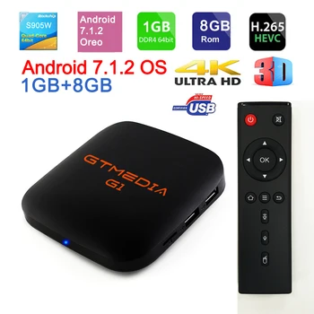

GTmedia G1 Tv Box Media Player 1GB RAM 8GB ROM S905W Android 7.1 Remote Control 4K 2K HD 2.4G Built In Wifi Set Top Boxes IPTV
