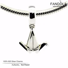 Серебро 925 ювелирные изделия Журавлик оригами Подвески стерлингового серебра 925 Шарм Подходит Pandora Браслеты DIY бусины для изготовления ювелирных изделий