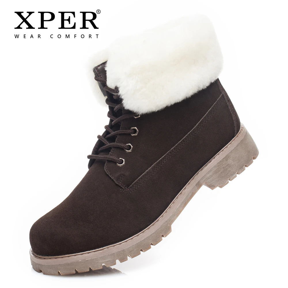

2018 Brand XPER Men Snow Shoes Lace-up Men Boots Antiskid Size 40~44 Warm Fur Walking Shoes #BT001