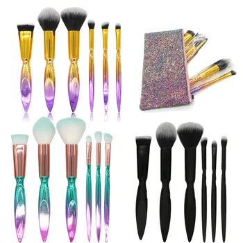 

High Quality 6 Makeup Brushes Tools Set With Bay Daily Foundation Powder Premium Concealers Blending Eye Shadows Face Makeup