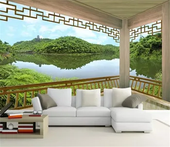 

Custom Any Size 3d Wallpaper 3D Chinese Style Pavilion Landscape Painting TV Background Wall Decoration Mural Wallpaper