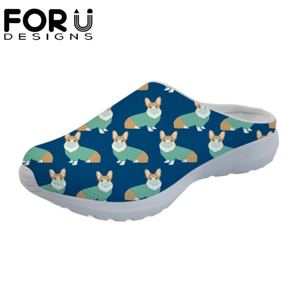 

FORUDESIGNS 3D Corgi In The Operating Prints Comfortable Women Home Sandals Casual Mesh Beach Shoes Summer Female Home Slippers