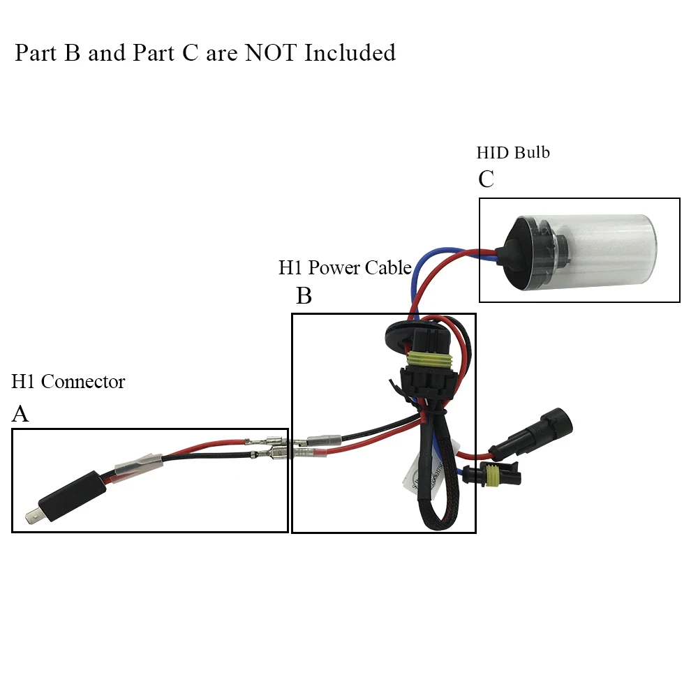 SKYJOYCE 50X Car Headlight Auto H1 HID Relay harness Connector Socket Extension Wire H1 Power Plug Adapter Connector Xenon Bulb (4)