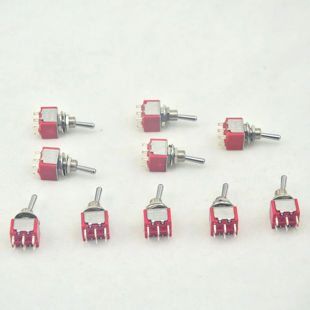 10Mini запирающий Переключатель Switch DPDT ON AC 5A/125V 2A/250V 6PIN для гитары и басов|Детали