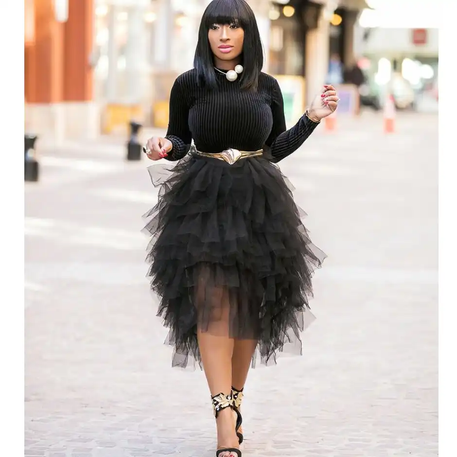 black high low tulle skirt