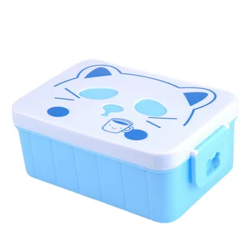 

Food Grade Plastic Cute Cartoon Cat Face Plastic Salad Kids Students Lunch Box Picnic Container Drop Shipping