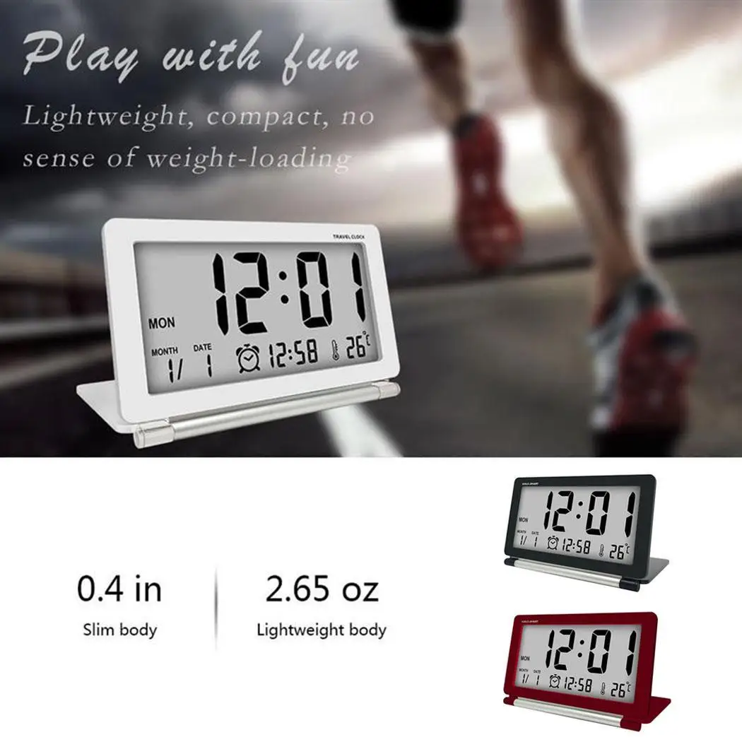 

Portable Traveling Ultra-thin LCD Folding Alarm Digital Clock Travel, Casual No Button Battery( Included)