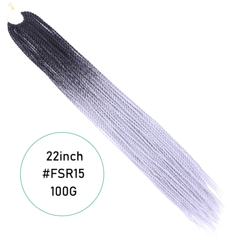 FSR Ombre синтетические плетеные волосы 22 дюйма 100 г Сенегальские крученые волосы на крючках косички 30 корней/упаковка 39 цветов - Цвет: M#Фиолетовый