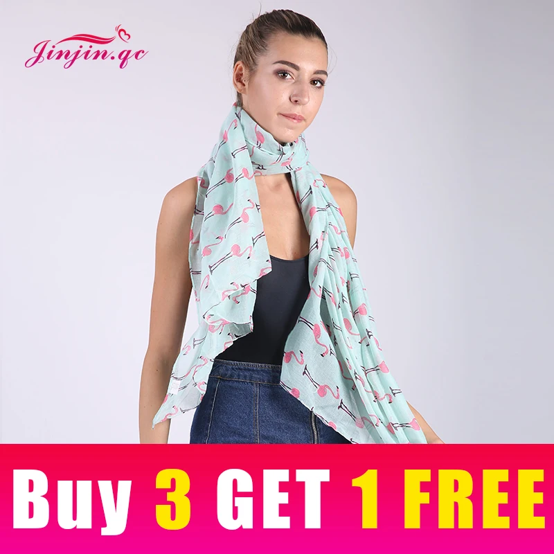 

Jinjin.QC Brand Fashion Soft Women Flamingo Print Scarf butterfly echarpe Foulard femme spider scarves chick dinosaurs bandana