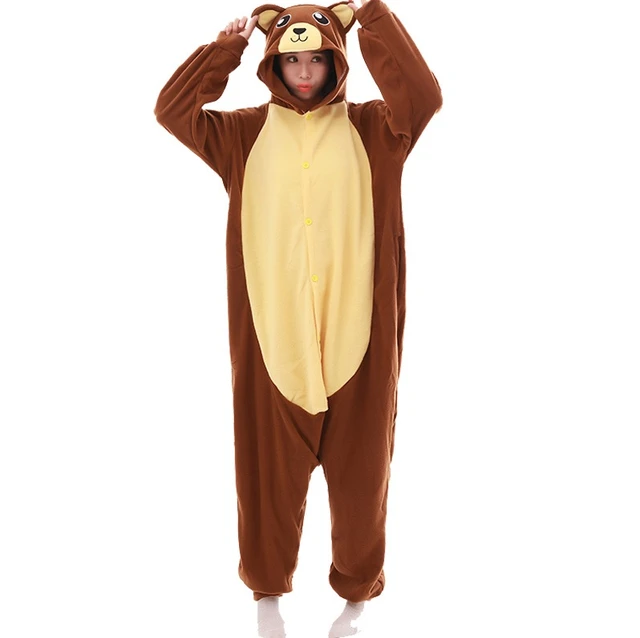 Kigurumi-Pijama Unisex de oso marrón adultos, ropa de dormir de animales, mono, disfraz de _ - AliExpress Mobile