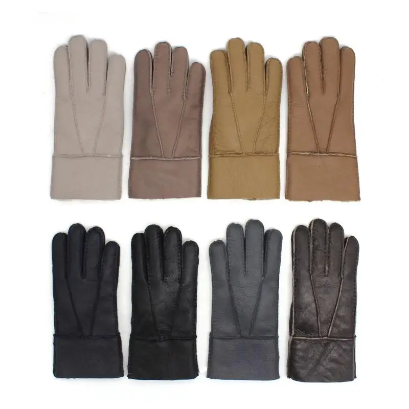 Зимние мужские перчатки из натуральной кожи теплые перчатки из овечьей шерсти