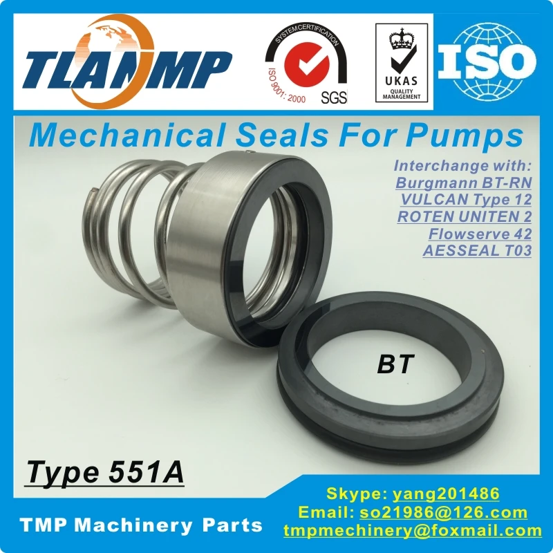 

551A Mechanical Seals with BT Stationary Seat (d=12~35mm) -Burgmann BT-RN,VULCAN 12,Flowserve 42,ROTEN R2,UNITEN U2,AESSEAL T03
