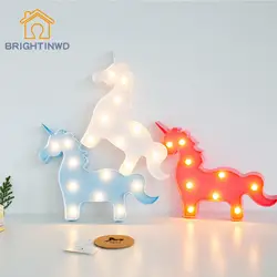 BRIGHTINWD 2018 Ins Горячие декоративные огни единорог стиль лампа светодио дный творческий светодиодный ночник ПВХ европейский и американский