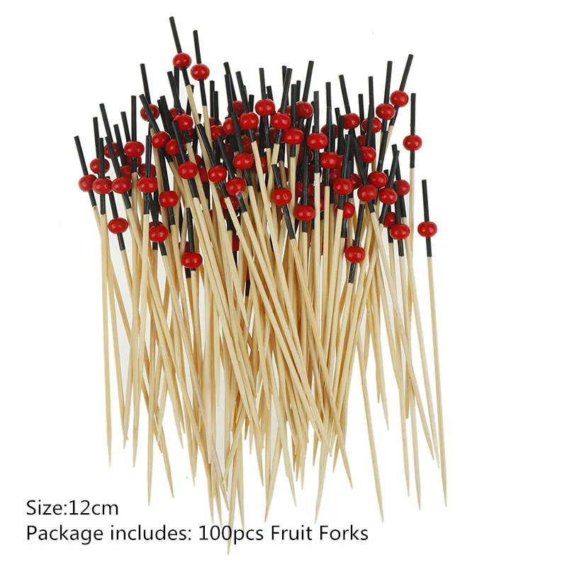 100 ПК 9/12 см чехол с изображением сердечка цветка бамбуковые Палочки шведского стола фрукт для кекса вилка вечерние десерт салат коктейль ручки шампур для свадебного декора - Цвет: 9