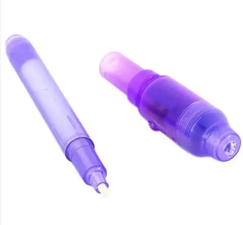 50piece/lot ,Invisible Ink Pen UV Black Light Combo,2 in 1 Invisible Ink Pen Creative Invisible
