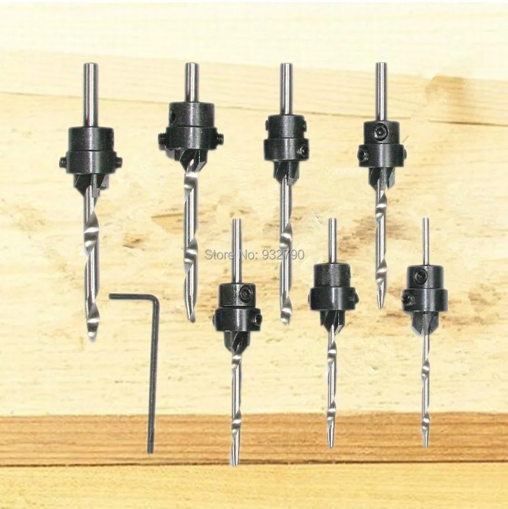 

Tampered and Hardened Countersink Drill Bit 7pcs Set Woodworking Wood Pilot Hole DIY Tool 9/64 1/8 5/32 11/64 3/16 13/64 7/32