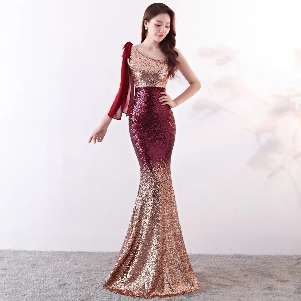 

Women Sparkling Sequin Bodycon Long Dress Sexy One shoulder Backless Sleeveless Golden Mermaid Dress Summer Elegant Maxi Dress