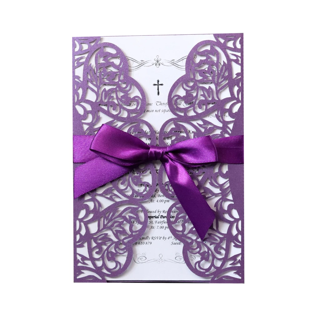  2019 new bow wedding blessing hollow invitation invitation white holiday card wedding annual greeti - 33037169037