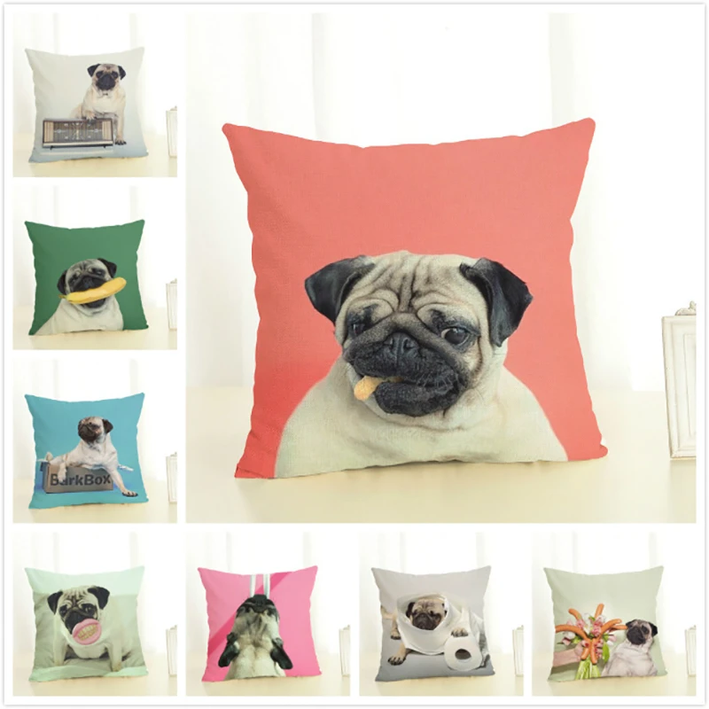 bulldog with ball print cushiion cover new